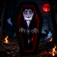 Cercueil de vampire gonflable géant de 6 pieds Décoration de cour extérieure pour Halloween Lumière LED Accessoire de fête Jardin Patio Vente chaude Nouveauté