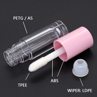 Tubes de brillant à lèvres vides personnalisés de 6,5 ml, roses, blancs, noirs, violets, en forme de tube rond, pour emballage de brillant à lèvres de marque privée