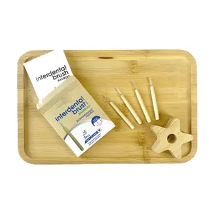 Gran oferta, venta al por mayor, cepillo Interdental de bambú biodegradable desechable ecológico vegano con herramienta de Limpieza de dientes OEM ODM