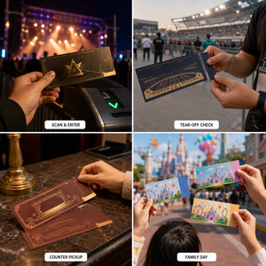 Biglietti d'ingresso per festival in carta artistica, stampa digitale personalizzata per eventi musicali estivi, dimensioni e colori personalizzabili per uso in negozi e luoghi. - Product Image 2