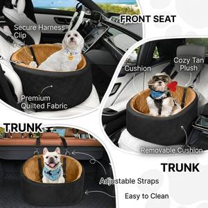 Asiento Elevador Portátil <span class=keywords><strong>para</strong></span> Perros, <span class=keywords><strong>Cama</strong></span> de Viaje Ortopédica y Segura con Cojín de Felpa Lavable <span class=keywords><strong>para</strong></span> Asiento de Coche - Product Image 2
