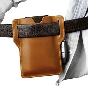 Outdoor Cell Phone Waist Holder Crazy Horse <b>Leather</b> Belt Phone Holster Handmade Waist Bag for Men Working Hiking - Product Image 4