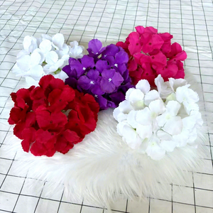 Tête de <span class=keywords><strong>fleur</strong></span> artificielle d'hortensia à modeler manuellement, 27 feuilles, pour décoration murale de mariage, rangée décorative, <span class=keywords><strong>fleur</strong></span> artificielle pour photographie - Product Image 5