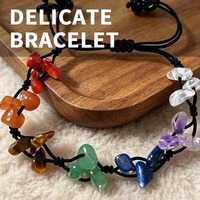 Bracelet en Cristal Thème Amour avec Pierres Roulées en Améthyste, Quartz Rose et Aventurine, Fabriqué à la Main, Vente en Gros