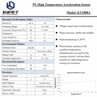 Accéléromètre PE haute température à axe unique, capteur d'accélération de type sortie de charge, transducteur de vibration piézoélectrique -55~260°C ℃