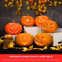 Lanterne citrouille d'Halloween en plastique moulé par soufflage, décor lumineux ajouré fantaisie