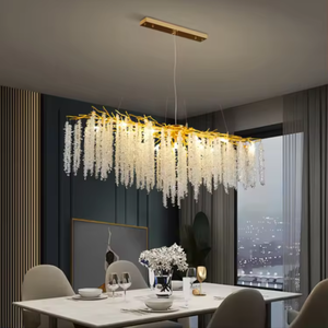 Zèle éclairage personnalisé salle à manger branche d'arbre en aluminium lampes suspendues branche k9 lustres en cristal - Product Image 1