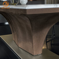 Table à manger moderne de haute qualité en marbre avec pieds en acier inoxydable, meubles de salle à manger longs personnalisables