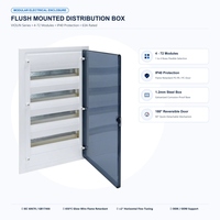 Pour boîtier de distribution modulaire Hager série VF 1-4 rangées 4-72 modules IP40 IK07 encastré 230V/400V 63A porte transparente/solide CE