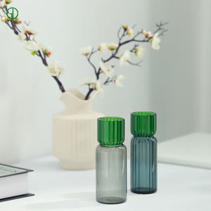 कस्टम नई नॉर्डिक होम शैली बोरोसिलिकेट ग्लास ग्रीन वर्टिकल स्ट्रिप सिलेंडर ग्लास वेस ग्लास फूलदान घर के सजावट के लिए - Product Image 4