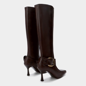 Sepatu <span class=keywords><strong>Boots</strong></span> Wanita QuiteS 2027 Musim Gugur Dingin Terbaru, Ujung Runcing Retro dengan Gesper Sabuk, Setengah Paha, Seksi untuk Pesta, Hak Stiletto Tinggi - Product Image 6