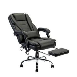 Nouvelle chaise de bureau pivotante inclinable en cuir Pu de luxe à dossier haut bon marché chaises de bureau de massage pour patron exécutif avec repose-pieds