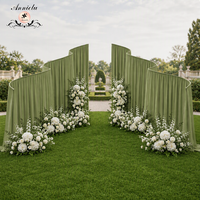 Support de toile de fond ANNIELU en métal, forme ondulée, pour décoration de scène de mariage et d'événements