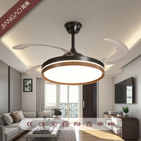Noyer 42 pouces LED ventilateur de plafond intelligent moderne Mini conception en bois télécommande pour une utilisation intérieure pour salle à manger chambre hôtel élégant décor à la maison