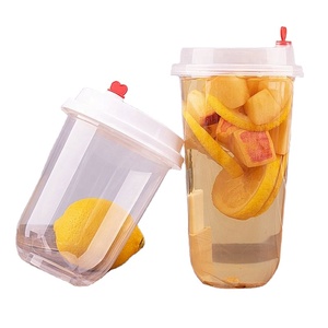 Vente en gros de gobelets en PP transparents jetables de 500 ml, de qualité alimentaire, en forme de U, avec couvercle, logo personnalisé, smoothie, milkshake, bubble tea - Product Image 1