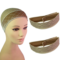Lot de 2 serre-têtes en velours réglables et connecteurs de filet à cheveux invisibles en nylon pour extensions capillaires – Vente en gros