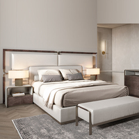 Italienisches Luxus Modernes Kingsize-Polsterbettgestell Edelstahlbasis Lederbett Anpassbare Größe Farbe Hauptschlafzimmer