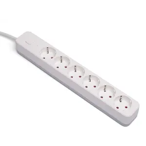 EU 2/3/4/5/6 outlet power strip ports universal extension long cord switched sockets