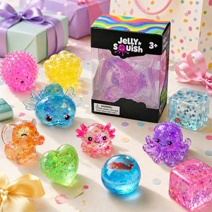 Figurines Fidget en Gelée Lumineuses, Animaux Mignons et Créatures Marines, Jouets à Presser en Forme de Cube, de Boule et de Gemme, Lot de Primes pour Fêtes d'Enfants - Product Image 5