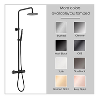 SANIPRO robinets de douche thermostatiques de bain en acier inoxydable noir colonne murale exposée pluie ensembles de douche de salle de bain