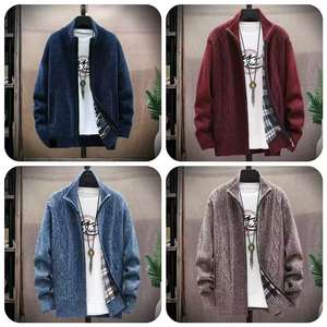 Suéter de Punto con Cremallera para <span class=keywords><strong>Hombre</strong></span>, 100% Cachemira, con Logotipo Bordado Personalizado, Estilo Casual de Otoño, Nuevo Cárdigan de Lana - Product Image 6