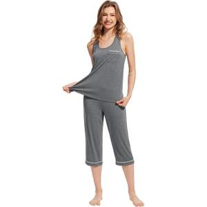 Ensemble de pyjama pour femmes en gros, débardeur 2 pièces, vêtements de nuit sans manches en viscose de bambou, tailles S à XXL - Product Image 3