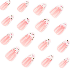 Ongles à porter pré-dessinés en <span class=keywords><strong>dentelle</strong></span> française blanche avec logo personnalisé, courts, en forme d'amande, pour <span class=keywords><strong>manucure</strong></span> simple et douce d'été - Product Image 3