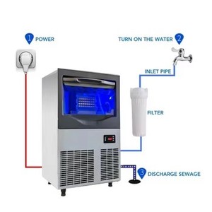Máquina de Hielo Comercial Eléctrica de Acero Inoxidable, 60 kg/Día, para Hoteles, Hogares, Autos y Uso en Exteriores - Product Image 6