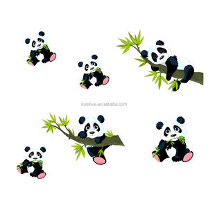 Autocollants muraux en bambou de panda mignon, décoration de salon, de bureau, de chambre à coucher, papier peint, autocollants autocollants - Product Image 3