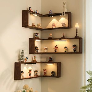 90 Degree Corner Floor Non-Folding Storage Rack Three-Layer Minimalist and Modern Wood Baking Paint <strong>Narrow</strong> Gap Bathroom <strong>Shelving</strong> - Product Image 1