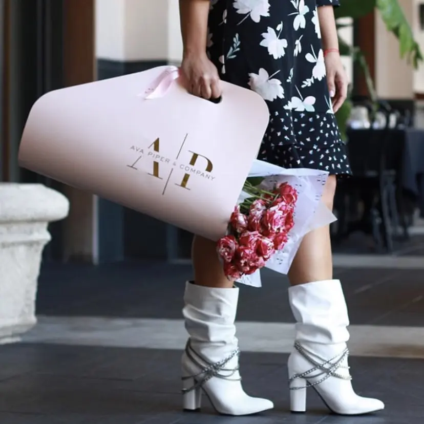 Ramo de flores portátil personalizado, embalaje de regalo, bolsas de papel de flores secas, impresión Offset personalizada