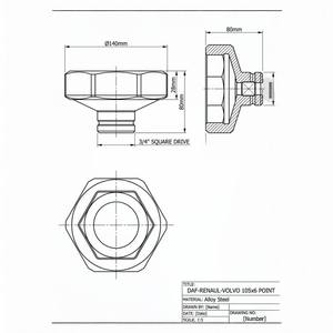 Extracteur d'écrou de moyeu arrière 105x6 POINT DAF-RENAULT-VOLVO, douille d'écrou d'essieu robuste, entraînement 3/4 pouces - Product Image 3