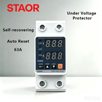Relais de protection contre les surtensions et les sous-tensions 63A monophasé, protecteur de tension réglable AC220V 230V, protection sur rail DIN