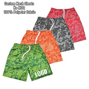 No MOQ 5 Inch Inseam Streetwear <b>Shorts</b> for <b>Men</b> 5XL Custom Knitted Plain Dyed Paisley <b>Pattern</b> Casual Polyester Mesh <b>Shorts</b> - Product Image 1