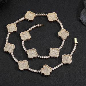 Hip Hop Clover High End <b>Iced</b> <b>Out</b> CZ Zircon Tennis <b>Chain</b> Waterproof Anti Non Tarnish Free Fashion Jewelry Necklaces Wholesale - Product Image 4