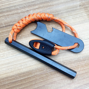 Allume-feu en magnésium Flint & Steel 10x100mm avec sifflet, outil de survie pour usage d'urgence en extérieur - Product Image 1