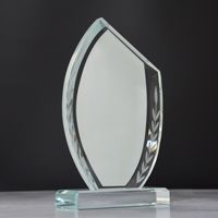 Plaque en cristal vierge HBL personnalisée pour impression par transfert thermique et sublimation, forme de feuille, avec bordure à motif laurier