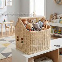 Panier décoratif en rotin nordique tressé à la main avec poignée pour le rangement de bureau et des jouets d'enfants - Vente en gros