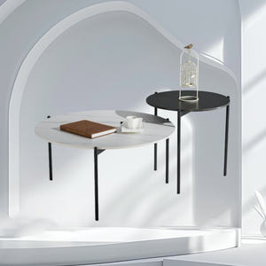 Ensemble de table basse double en acier au carbone en pierre frittée Lu - Product Image 5