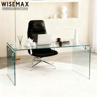 WISEMAX FURNITURE Meubles de style nordique simple Bureau en verre acrylique transparent Chambre à coucher Table de maquillage Table de lecture Table de bureau pour la maison