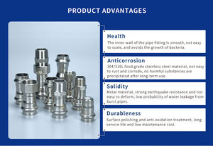 Pabrik Cina 316l 304 fitting pipa baja tahan karat 45 derajat siku mapress fitting