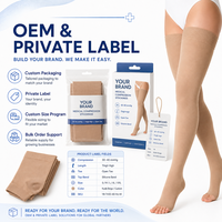 Bas de contention médical 30-40 mmHg, hauteur cuisse, à bout ouvert, avec bande antidérapante en silicone, compression graduée, OEM, marque privée