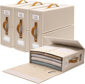 Upgrade Cationic Square Linen Fabric <b>Foldable</b> Bed Sheet Organizers with <b>Storage</b> Cube and Zipper - Product Image 1