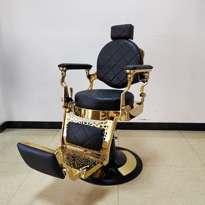 Sillón de Peluquería Hidráulico Reclinable de Aleación de Aluminio Dorado, Muebles de Peluquería Retro, Silla de Barbería para Salón de Belleza - Product Image 3