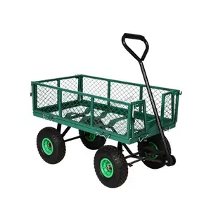 outdoor multipurpose wagon metal carts for cargo transportation moving metal rolling mesh cart trolley