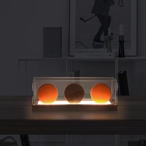 เคสสำหรับเล่นเบสบอลแบบ3ตัวป้องกันรังสียูวีทำจากอะคริลิคใสพร้อมฐานไฟ LED สีดำ - Product Image 4