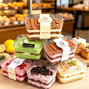 En stock, boîte à dessert en plastique transparent pour tiramisu avec <span class=keywords><strong>couvercle</strong></span>, matériau PS alimentaire, conteneur - Product Image 3