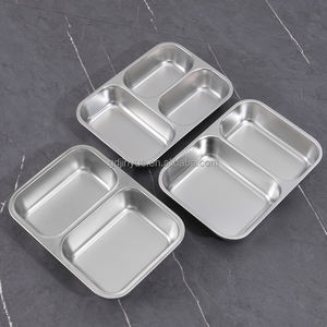 Assiette creuse en acier inoxydable 201, assiette à riz divisée, boîte à lunch pour la maternelle, couleur unie, design moderne <span class=keywords><strong>et</strong></span> simple - Product Image 3