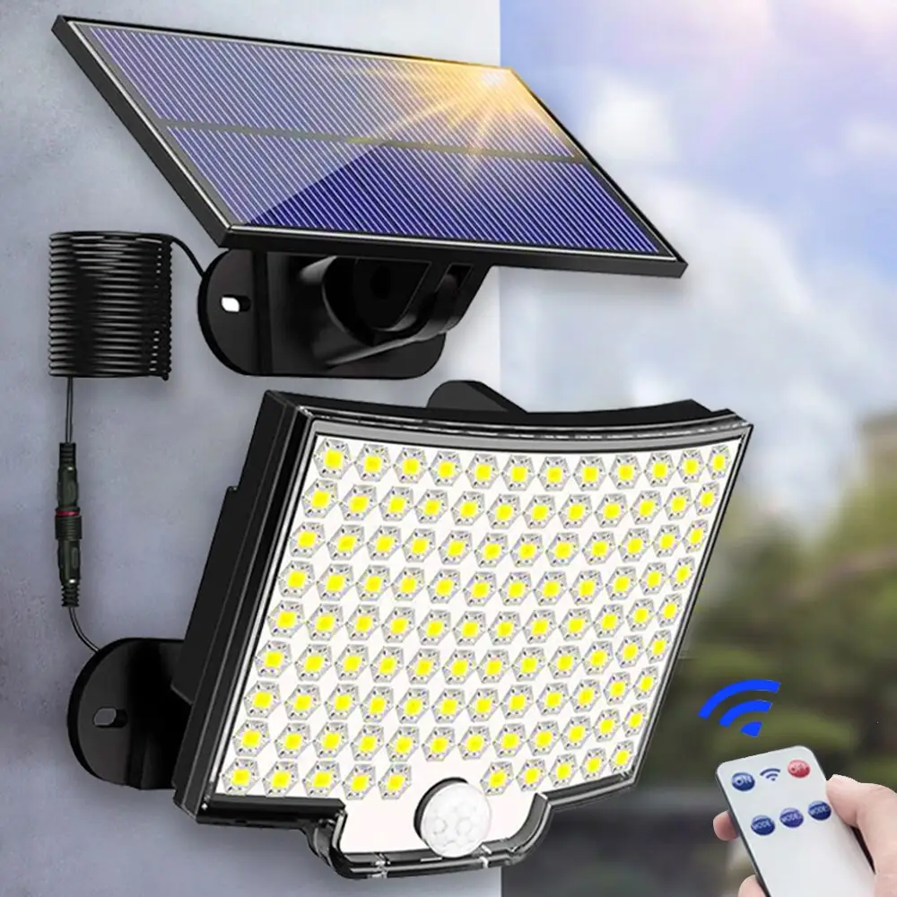 106LED precio competitivo calle solar led luces jardín solar alumbrado público PIR Sensor de movimiento luz para jardín hogar al aire libre