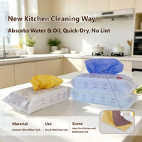Lot de chiffons de nettoyage réutilisables en microfibre tricotée à séchage rapide, double face, sans peluches, en forme carrée, avec distributeur en sac pour la cuisine